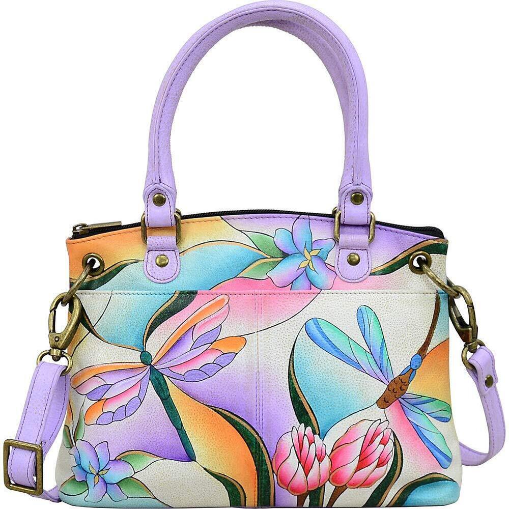 5581 Small Satchel Bag, Dragonfly Glass Painting, One Size US
